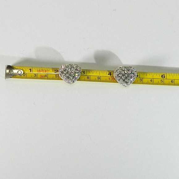 Charmelle Crystal Rhinestone Heart Stud Pierced Earrings - Picture 6 of 8